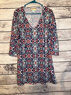 Viv & Lou Medallion Print Tassel Tunic Dress S/M